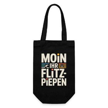 Moin Ihr Flitzpiepen Norddeutsch Hamburg Büro Moin - Geschenkbeutel für Flaschen - Schwarz - Vorne