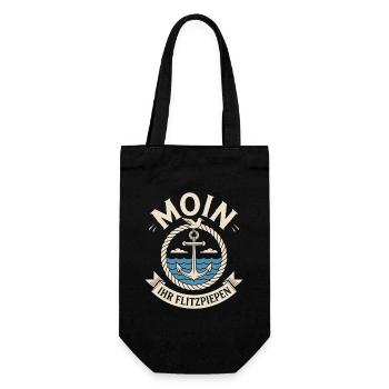 Moin Ihr Flitzpiepen Norddeutsch Hamburg Büro Moin - Geschenkbeutel für Flaschen - Schwarz - Vorne