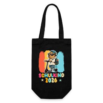 Einschulung Schulkind 2026 Junge Mädchen Cabybara - Geschenkbeutel für Flaschen - Schwarz - Vorne