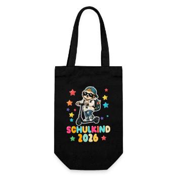 Einschulung Schulkind 2026 Junge Mädchen Faultier - Geschenkbeutel für Flaschen - Schwarz - Vorne