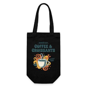 Petit-déjeuner, bonheur du matin, café et croissants - Sac à bouteille - noir - Devant