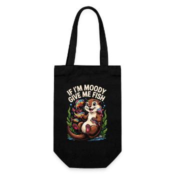 If Im Moody Give Me Fish Lustiger Otter Spruch - Gift Bag for Bottles - black - Front