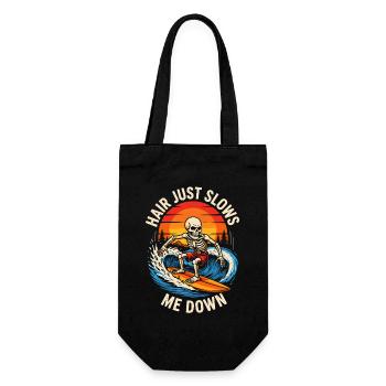 Hair Just Slows Me Down Skeleton Surfer Bald - Gift Bag for Bottles - black - Front