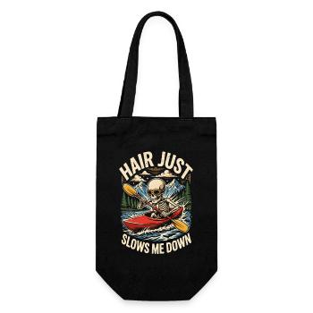 Hair Just Slows Me Down Skeleton In Kayak Funnier - Gift Bag for Bottles - black - Front