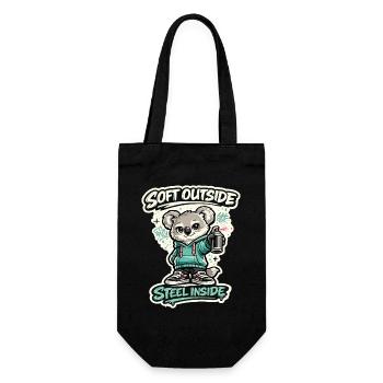 Soft Outside, Steel Inside – Koala Streetart - Gift Bag for Bottles - black - Front