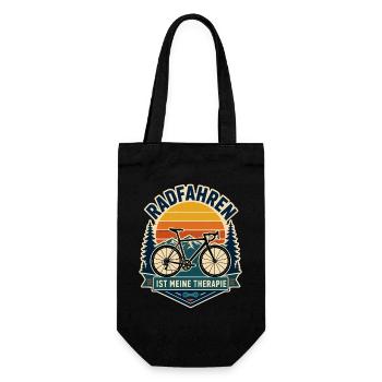 Radfahren ist meine Therapie – Retro Bergtour - Geschenkbeutel für Flaschen - Schwarz - Vorne