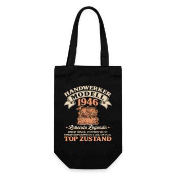 80. Geburtstag Handwerker Modell 1946 - Geschenkbeutel für Flaschen - Schwarz - Vorne