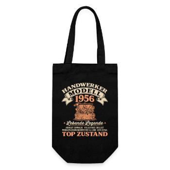 70. Geburtstag Handwerker Modell 1956 - Geschenkbeutel für Flaschen - Schwarz - Vorne