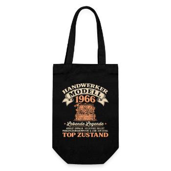 60. Geburtstag Handwerker Modell 1966 - Geschenkbeutel für Flaschen - Schwarz - Vorne