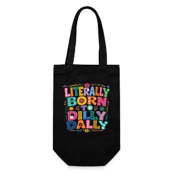 Born To Dilly Dally Humor Laziness Retro - Gift Bag for Bottles - black - Front