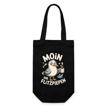 Moin Ihr Flitzpiepen Norddeutsch Hamburg Büro Moin - Geschenkbeutel für Flaschen - Schwarz - Vorne