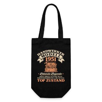 75. Geburtstag Handwerker Modell 1951 - Geschenkbeutel für Flaschen - Schwarz - Vorne