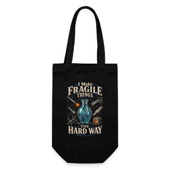 Glasbläser I Make Fragile Things The Hard Way - Gift Bag for Bottles - black - Front