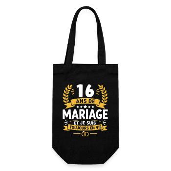 16 Ans de Mariage et Toujours En Vie - Sac à bouteille - noir - Devant
