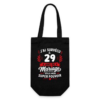 29 ans de mariage - mon super pouvoir - Sac à bouteille - noir - Devant
