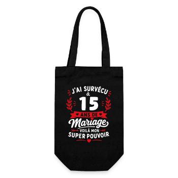 Survivre 15 ans de mariage : super pouvoir - Sac à bouteille - noir - Devant