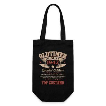 84. Geburtstag Geschenk Mann Oldtimer 1942 August - Geschenkbeutel für Flaschen - Schwarz - Vorne