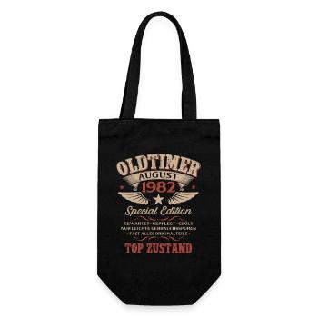 44. Geburtstag Geschenk Mann Oldtimer 1982 August - Geschenkbeutel für Flaschen - Schwarz - Vorne