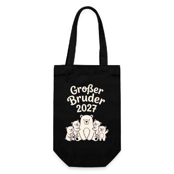 Großer Bruder 2027 Bärenfamilie - Geschenkbeutel für Flaschen - Schwarz - Vorne