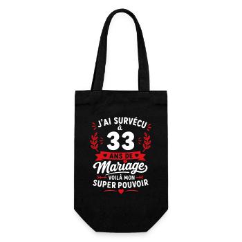 33 Ans de Mariage : Mon Super Pouvoir - Sac à bouteille - noir - Devant
