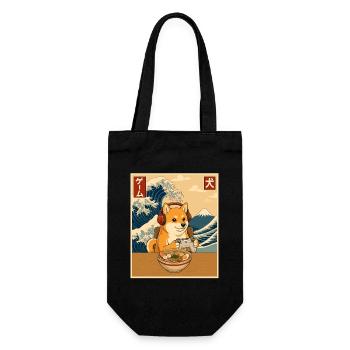 Kawaii Gamer Shiba Inu Ramen Anime - Gift Bag for Bottles - black - Front