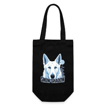 Retro Alpine White Shepherd, Schneeschattenhund Mom G - Geschenkbeutel für Flaschen - Schwarz - Vorne