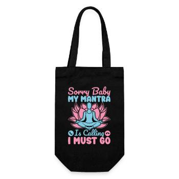 Yoga Mantra Is Calling I Must Go Funny Yoga - Geschenkbeutel für Flaschen - Schwarz - Vorne