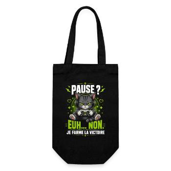 Pause Äh Nein, Ich Farm Den Sieg Katze Gamer - Geschenkbeutel für Flaschen - Schwarz - Vorne
