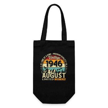 80th Birthday Gift Husband Original 1946 August - Gift Bag for Bottles - black - Front