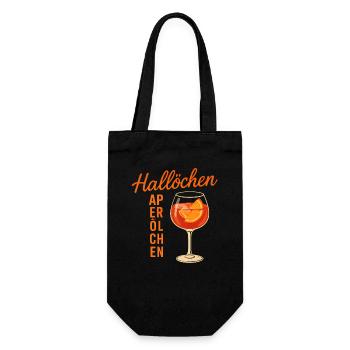 Hallöchen Aperölchen Spritz Humor  - Geschenkbeutel für Flaschen - Schwarz - Vorne
