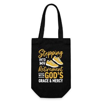 Stepping Into My Retirement With God's Grace - Geschenkbeutel für Flaschen - Schwarz - Vorne