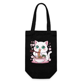 Kitten Cat Ramen Noodles - Gift Bag for Bottles - black - Front