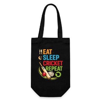 Cricket Essen Schlafen Wiederholen - Geschenkbeutel für Flaschen - Schwarz - Vorne