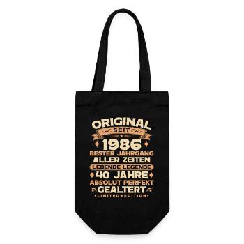 Original 1986 Jahrgang Legende 40. Geburtstag - Geschenkbeutel für Flaschen - Schwarz - Vorne