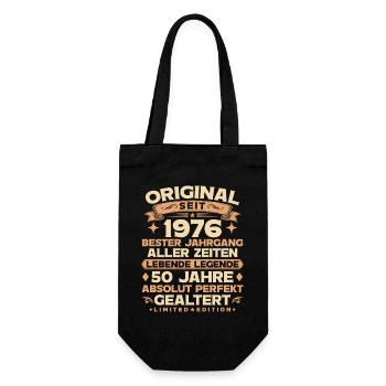 Original 1976 Jahrgang Legende 50. Geburtstag - Geschenkbeutel für Flaschen - Schwarz - Vorne