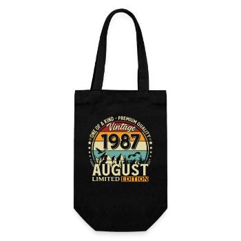 39th Birthday Gift Husband Original 1991 August - Gift Bag for Bottles - black - Front