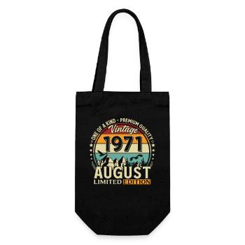55. Geburtstag Geschenk Mann Original 1971 August - Geschenkbeutel für Flaschen - Schwarz - Vorne