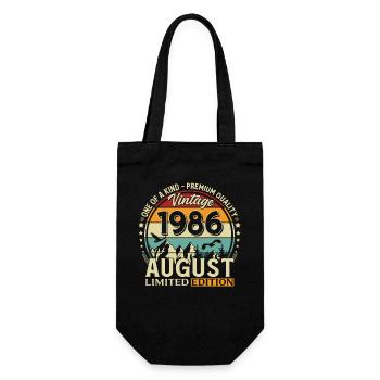 40. Geburtstag Geschenk Mann Original 1986 August - Geschenkbeutel für Flaschen - Schwarz - Vorne