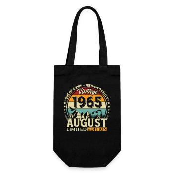 61st Birthday Gift Husband Original 1965 August - Gift Bag for Bottles - black - Front