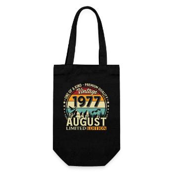 49. Geburtstag Geschenk Mann Original 1977 August - Geschenkbeutel für Flaschen - Schwarz - Vorne