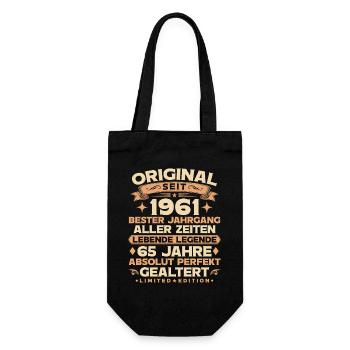Original 1961 Jahrgang Legende 65. Geburtstag - Geschenkbeutel für Flaschen - Schwarz - Vorne