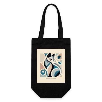 Perfectly Unbothered – Mid Century Cat - Geschenkbeutel für Flaschen - Schwarz - Vorne