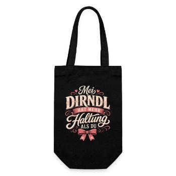 Mei Dirndl Hat Mehr Haltung Als Du - Geschenkbeutel für Flaschen - Schwarz - Vorne