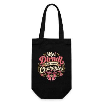 Mei Dirndl Hat Mehr Charakter Als Du - Geschenkbeutel für Flaschen - Schwarz - Vorne