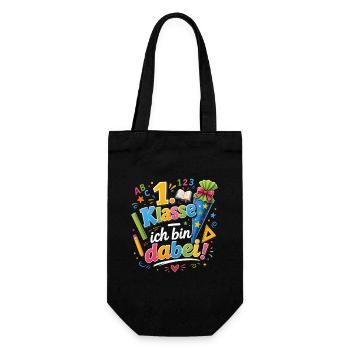 1. Klasse Ich Bin Dabei - Geschenkbeutel für Flaschen - Schwarz - Vorne