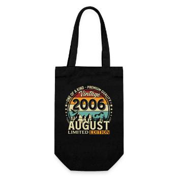 20th Birthday Gift Husband Original 2006 August - Gift Bag for Bottles - black - Front