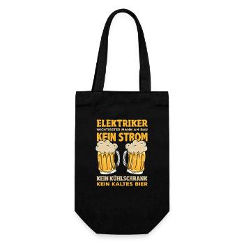 Elektriker Kein Strom Kein Bier - Geschenkbeutel für Flaschen - Schwarz - Vorne