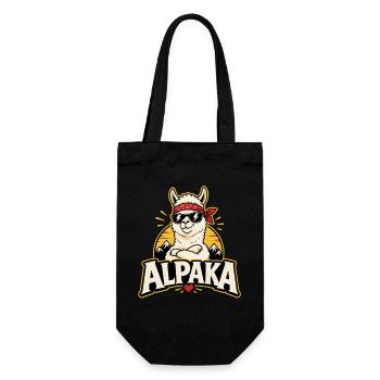 Alpaka Cool Sonnenbrille Lustiges Motiv - Geschenkbeutel für Flaschen - Schwarz - Vorne