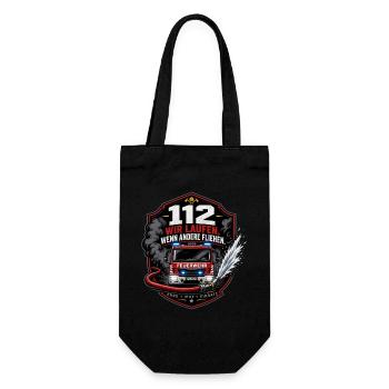 Feuerwehr - Geschenkbeutel für Flaschen - Schwarz - Vorne