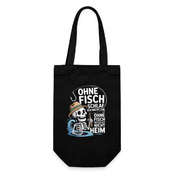  Ohne Fisch Schlaf Ich Nicht Ein Ohne Fisch Geh - Geschenkbeutel für Flaschen - Schwarz - Vorne